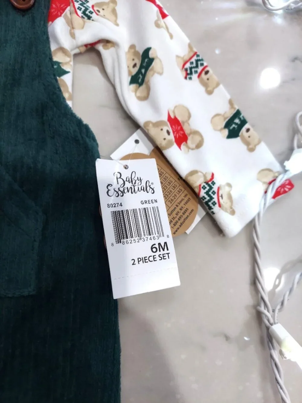Sweet! 2pc Baby Boy Teddy Bear Christmas 6 mos Holiday Outfit NWT